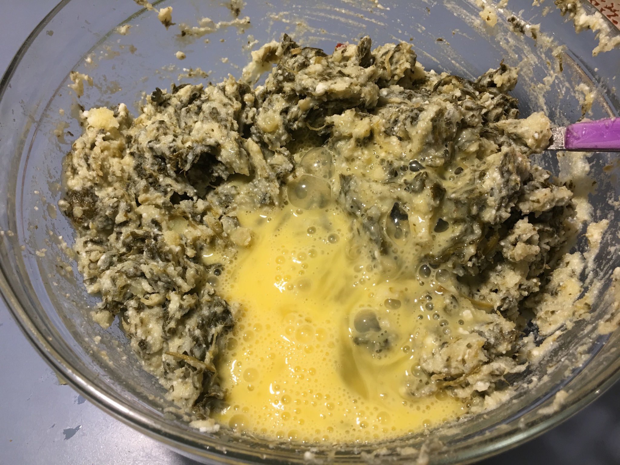 Sformato di friarielli ricotta e patate - le uova aggiunte all'impasto