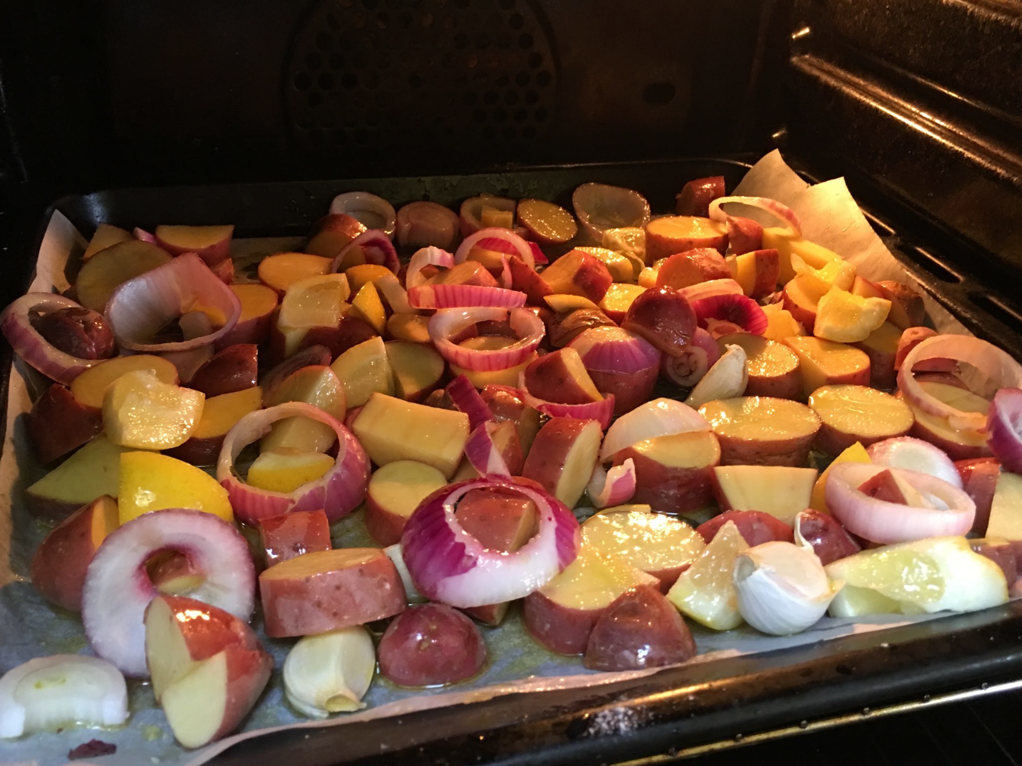 Polpette e patate al forno per principianti -  teglia in forno