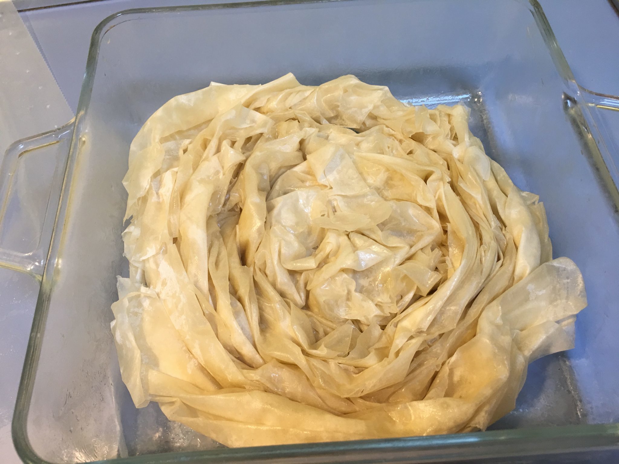Torta fyllo al parmigiano - tutta la pasta nella teglia